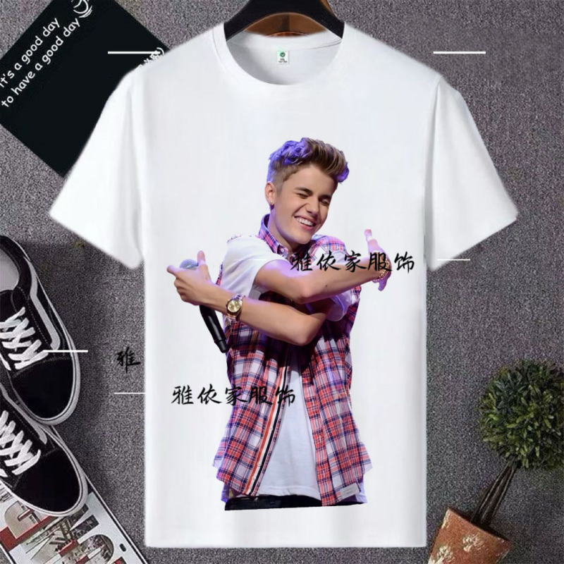 Popular Justin Bieber Coachella Star Print Short-Sleeved T-Shirt Top Popular Justin Bieber Coachella Star Print Short-Sleeved T-Shirt Top