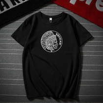 300g thick real t-shirt retro printed heavy duty short sleeve compassionate mens all-cotton round collar original mens dress big code Fat Man