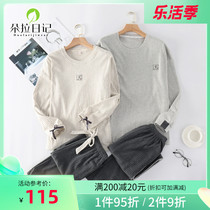 New lovers sleepwear spring and autumn long sleeves The Korean version Leisure can be outside wearing loose pure cotton Home Two sets of men