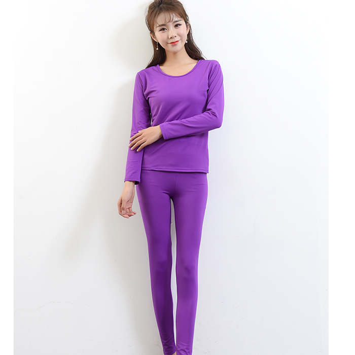 Đồ lót nữ phù hợp với đồ lót nữ Qiuyi Qiuku kích thước lớn Thân hình cổ tròn cơ thể mịn màng như lụa chà nhám cộng với phân bón để tăng bộ giữ nhiệt cho người béo