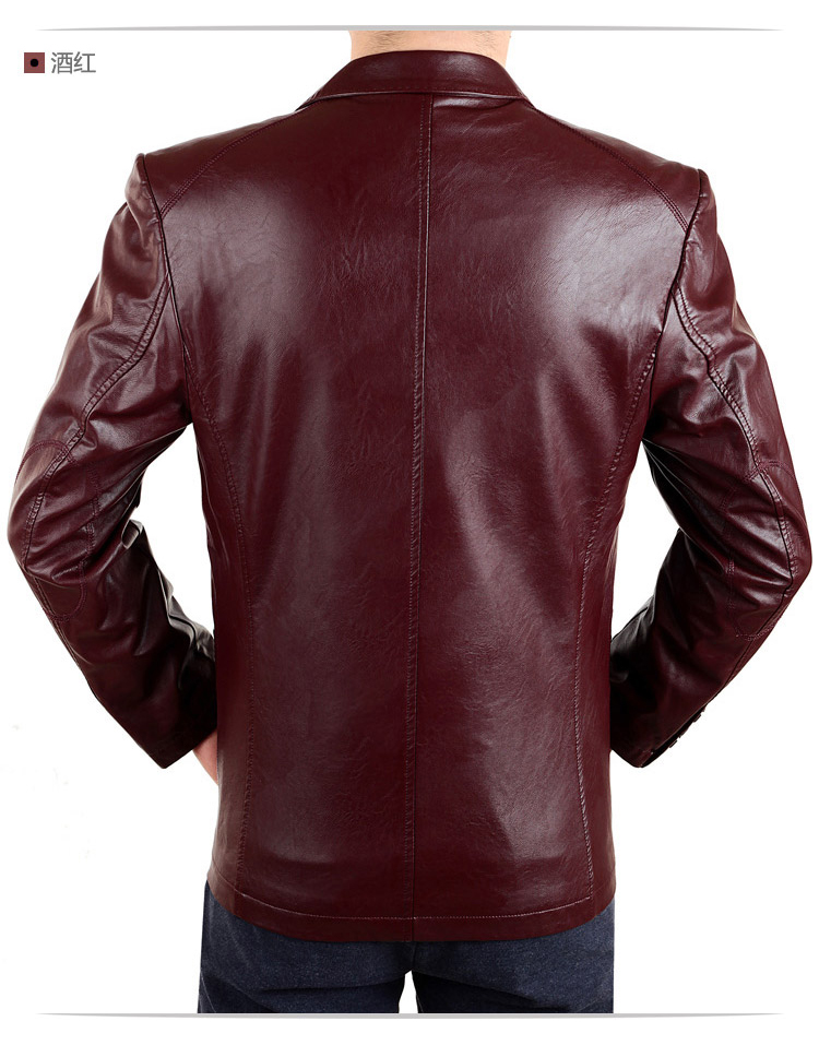 Haining da nam trung niên phù hợp với cổ áo đầu máy áo khoác da phù hợp với XL casual slim jacket mùa thu phần mỏng áo khoác adidas