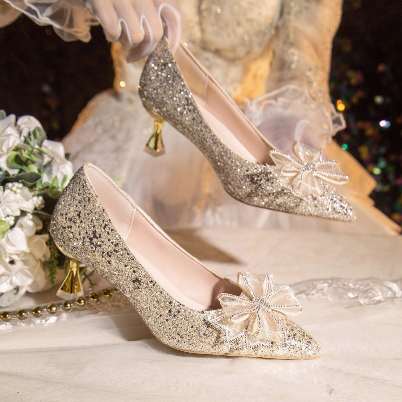 Wedding Shoes for Women 2026 New Style Bridal Shoes Bridesmaid Main Wedding Dress Xiuhe Dress Banquet High Heels Sequin Crystal Flats Wedding Shoes for Women 2026 New Style Bridal Shoes Bridesmaid Main Wedding Dress Xiuhe Dress Banquet High Heels Sequin Crystal Flats