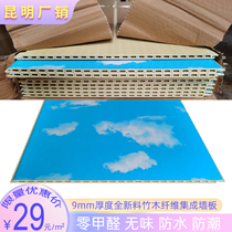 Bamboo fiber wainscoting TV background wall seamless board waterproof wall decorative board wall integrated gusset carbon crystal board