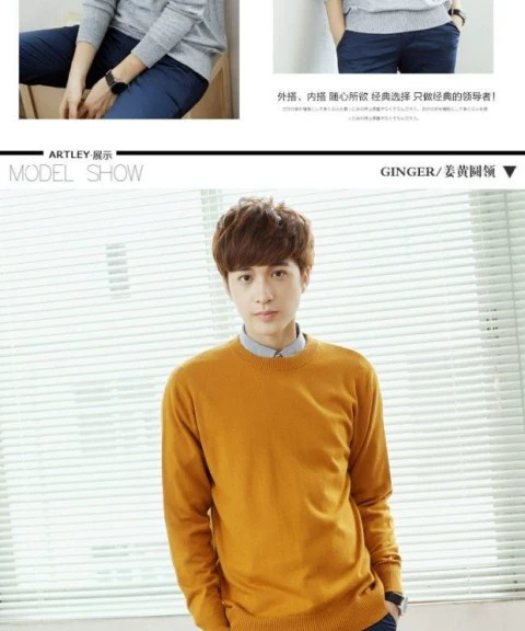 18 áo len cashmere mùa thu và áo len cổ chữ V áo len cổ tròn nam áo len kích thước lớn áo len màu rắn