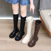 Knight boots female British style 2022 autumn and winter new elastic boots thick bottom small but knee high boots high boots
