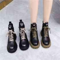 Thick-soled Martin boots womens 2022 new net red popular leather winter plus velvet show feet small skinny short boots