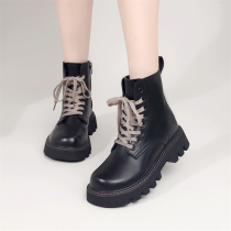 Martin boots female British style 2022 spring and autumn single boots retro genuine leather net red hot style thick bottom small short boots trend