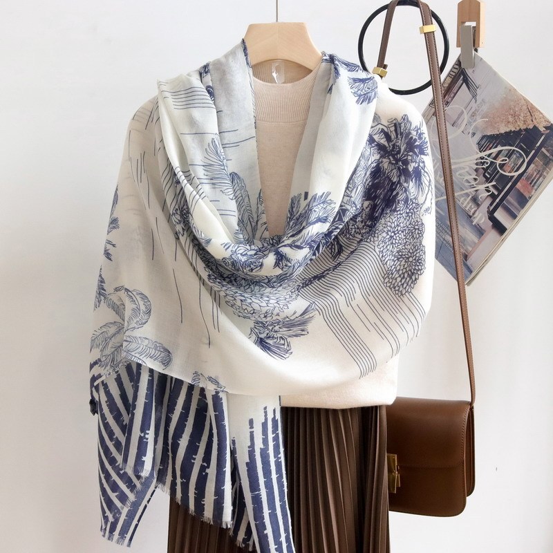 Tropical Palm Tree Fine Water-Soluble Wool Long Scarf Ring Velvet Thin Versatile Large Shawl Warm Printed Scarf Tropical Palm Tree Fine Water-Soluble Wool Long Scarf Ring Velvet Thin Versatile Large Shawl Warm Printed Scarf