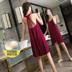 Mordale đồ ngủ cotton womens mùa hè mỏng ngắn tay băng thực lụa nhà váy womens thai jumpsuit đồ ngủ sexy backless. 