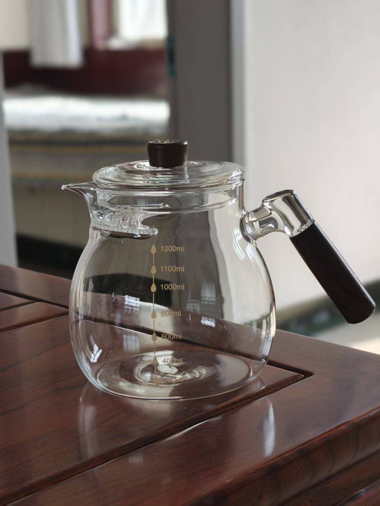 1200ml crescent filter kettle glass tea kettle large capacity tea kettle with filter tea kettle high temperature resistant