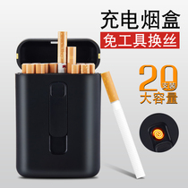  20 cigarette boxes lighters all-in-one mens black high-end paint portable cigarette lighter creative personality tide gift