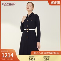 Y)SCOFIELD womens autumn new British style commuting simple elegant waist slim long dress