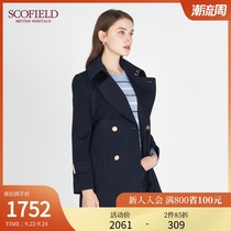 Y)SCOFIELD womens winter wool cashmere blend double breasted short belt woolen coat