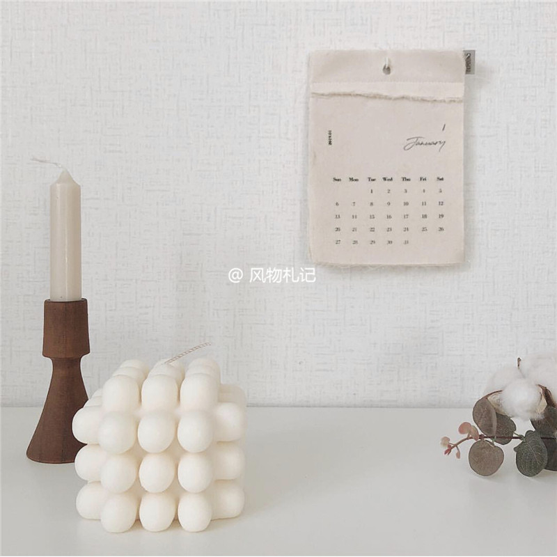 Korean art spherical square ivory color Christmas candle small crowdhome minimalist Decorative Swing props