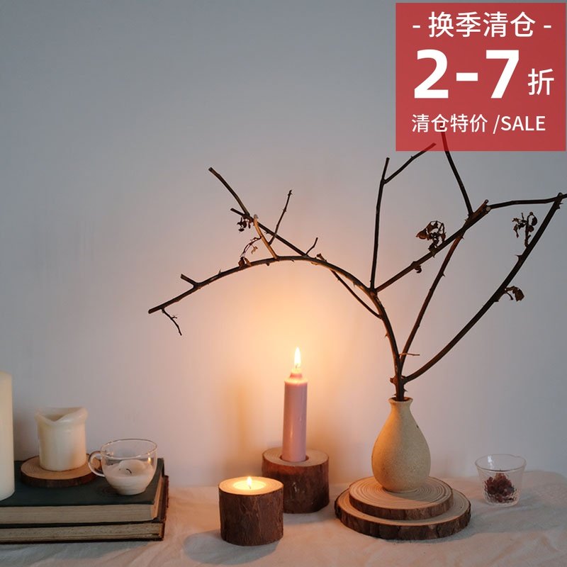 Clearance specials Homemade stump wood candlestick Korean CHIC simple Nordic home studio decoration ornaments