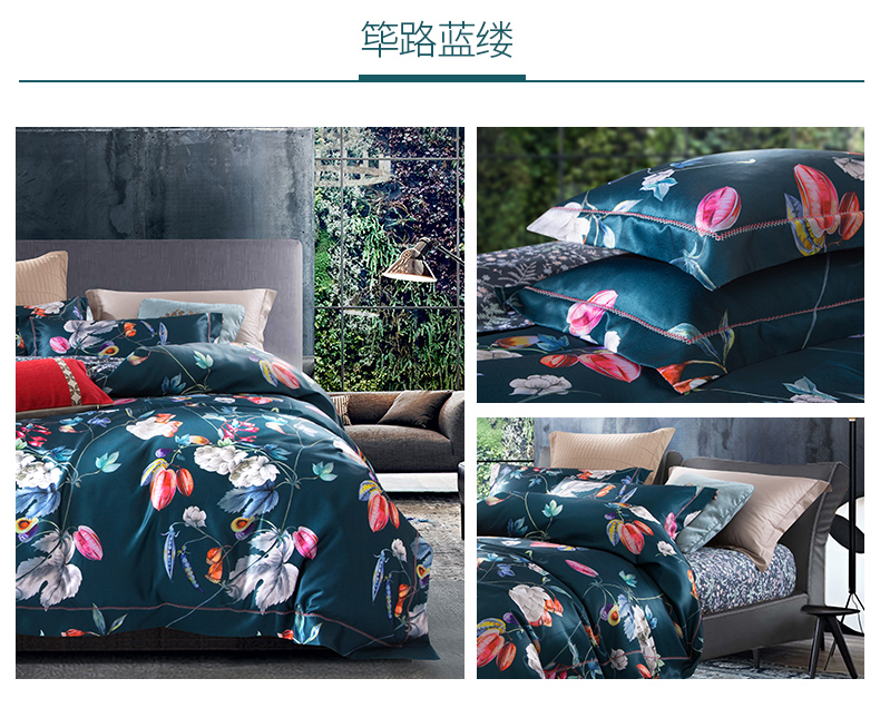 60 Nam Cực Jinmian satin jacquard denim bông giường bông trải giường quilt 1.5 / 1.8m - Bộ đồ giường bốn mảnh bộ chăn ga