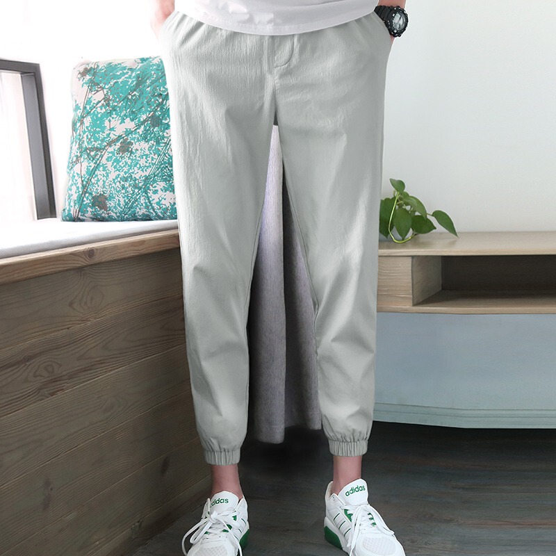 Men's Cropped Pants Summer Thin Trousers Men's Cargo Pants Pure Cotton Sweatpants Jogger Casual Pants Men's Sports Long Pants