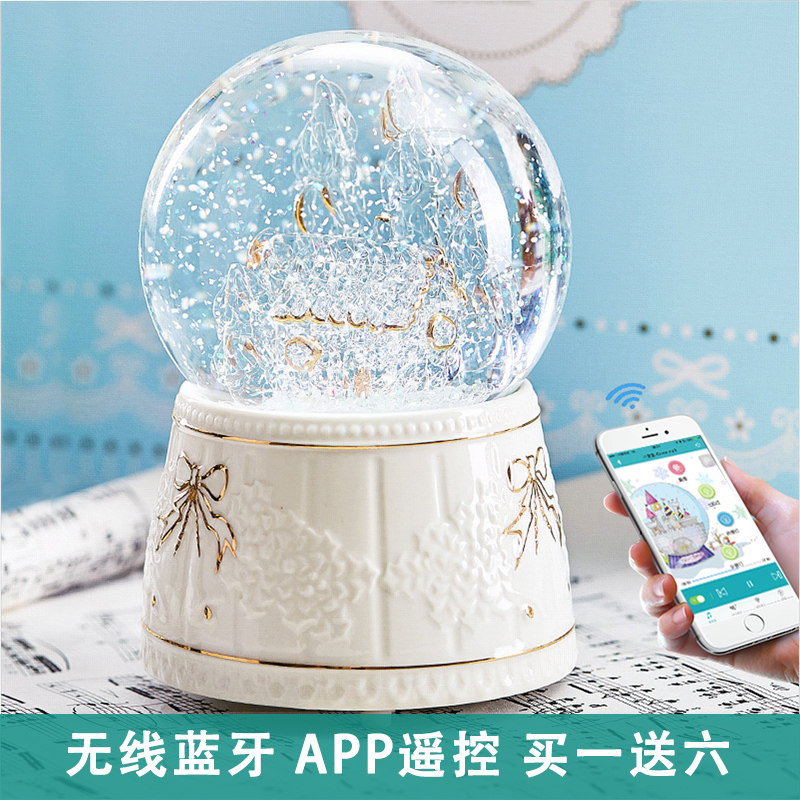 Snowflake crystal ball music box carousel music box bluetooth speaker girlfriend child child birthday 38 gifts
