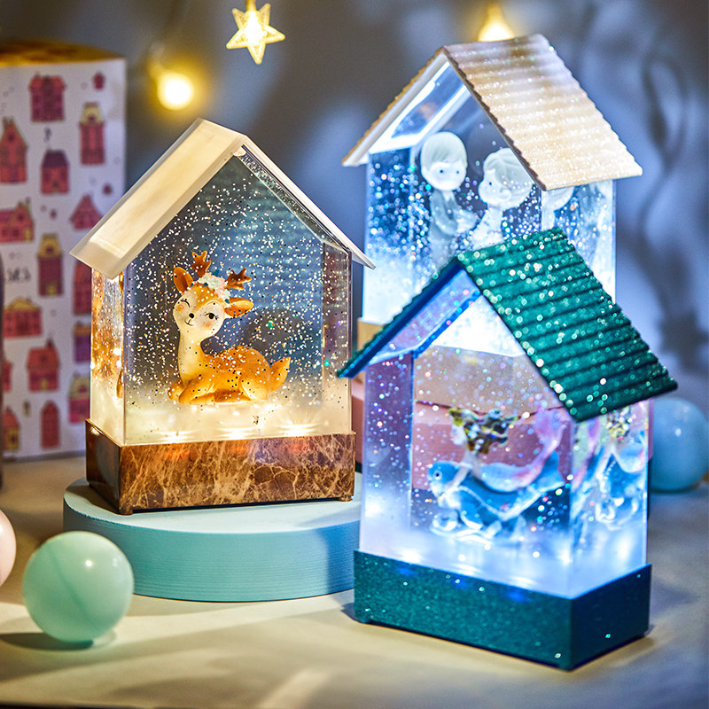 Crystal House music box music box music box snow night light to send boyfriend and girlfriend children children birthday 38 gifts