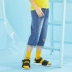 quần áo trẻ em moomoo quần áo trẻ em trai quần short mùa hè mới quần jean nam giới trẻ em lớn bảy điểm - Quần jean