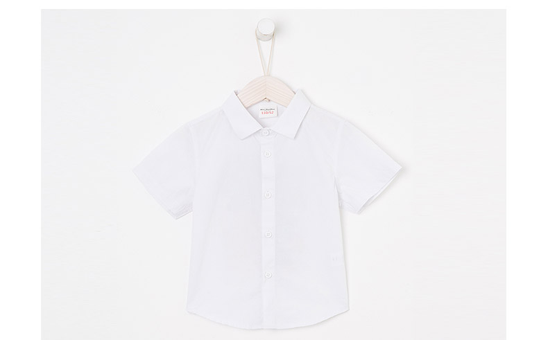 Quần áo trẻ em Moomoo áo sơ mi trắng hè mới bé trai lớn áo cotton trẻ em sơ mi ngắn tay - Áo sơ mi shop thời trang trẻ em