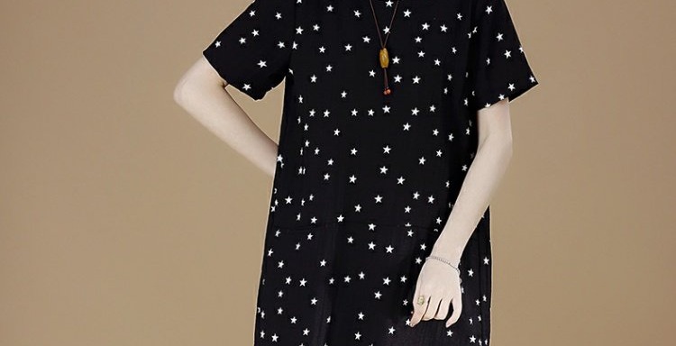 Meizhi XL nữ mùa hè mới béo MM chị em in mỏng ngôi sao ngắn tay váy nữ quần jean baggy nữ