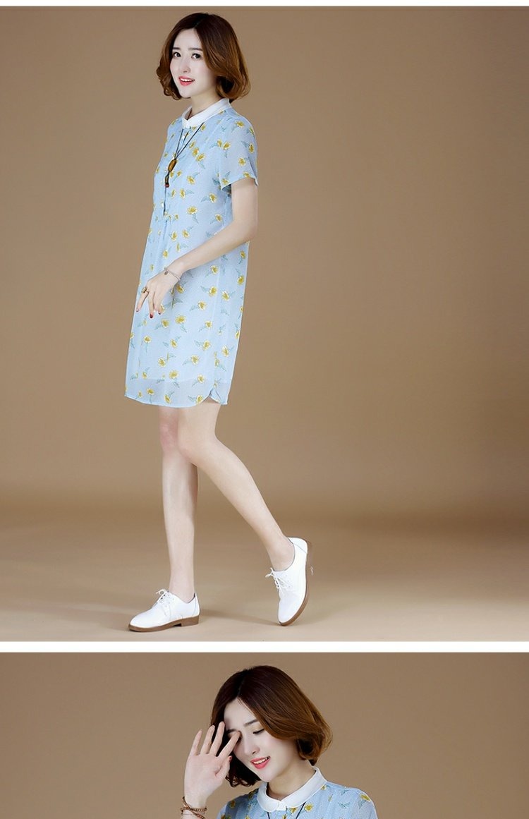 Meizhi fat MM2018 hè mới XL dành cho nữ áo dài mỏng in họa tiết búp bê voan nữ áo kiểu nữ đẹp tuổi 35