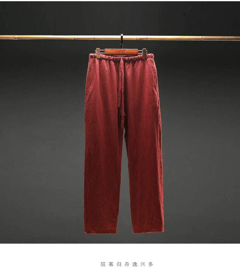 Tang phù hợp với quần tây nam cotton retro và vải lanh Trung Quốc phiên bản lỏng lẻo Quần áo quốc dân giản dị Quần Trung Quốc thời trang đồ bộ