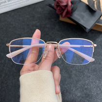 Wood Chuan retro Eye frames Mens imports Plate metal Half a frame New large face Women can be matched with nearsighted eyes