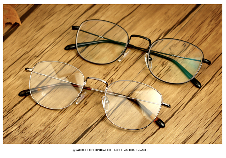 Kính râm nhiều khung kính nữ thủy tinh Retro kính siêu nhẹ tròn kính nam khung đầy đủ kim loại kính phẳng gọng kính nam