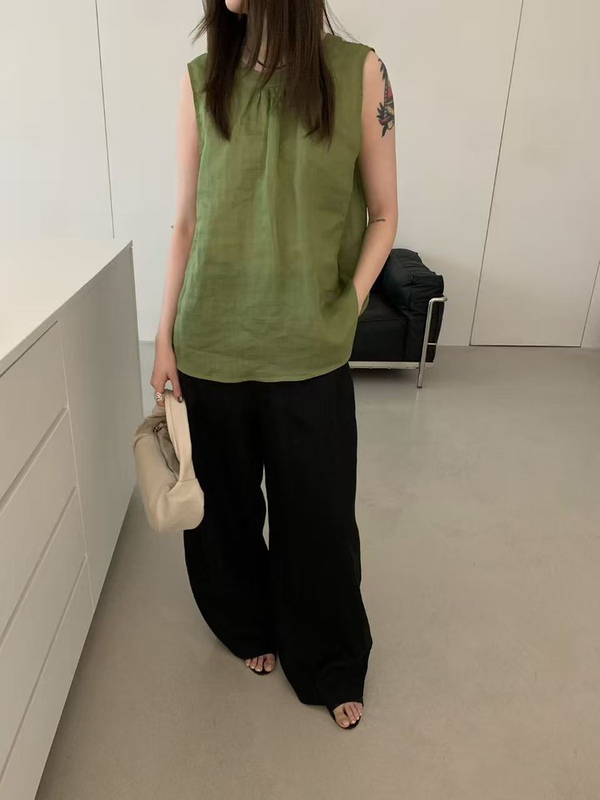 Only Selling Genuine Themute Designer New Style Summer Tops, Breathable Round Neck Sleeveless Loose-Fitting Women's Tops