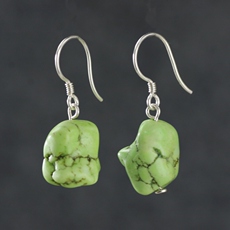 Серьги 素元黄松复古绿松石纯银耳环超仙古典装饰耳坠饰品女包邮原创设计