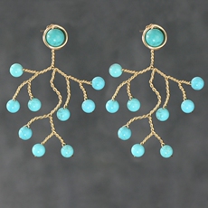 Серьги 素元 欧美手工绿松石掐丝耳环女原创特色装饰夸张造型耳饰可订制