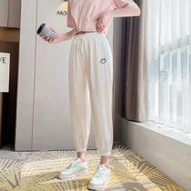 Ice silk sweatpants womens summer Thin Ice Silk quick-drying loose bunches feet slim casual pants nine-point small pants