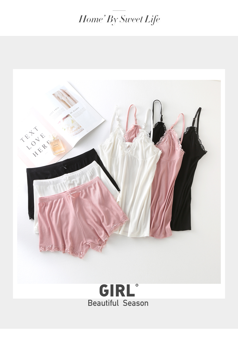 Phụ nữ mùa hè gợi cảm quần short sling đồ ngủ hai mảnh của phụ nữ mùa hè cotton mỏng phù hợp với quần áo gia đình vest nữ đáy - Áo vest đồ lót nam