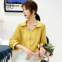 Spring seven-point sleeve chiffon shirt ladies spring 2021 new mid-sleeve fashion foreign style jacket temperament shirt