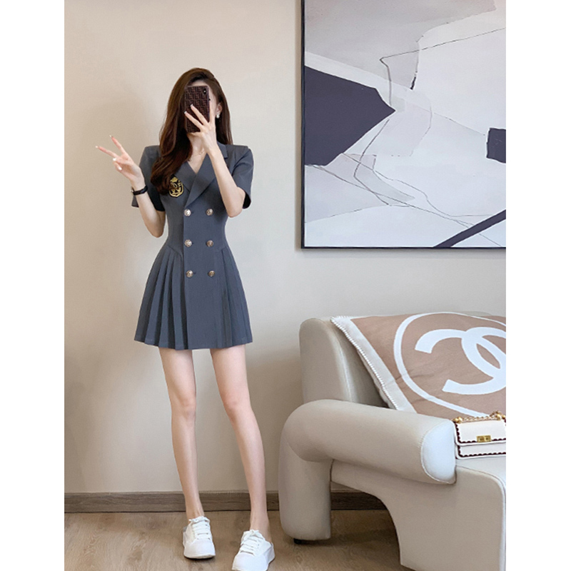 Summer 2026 New High-End Exquisite Slim-Fit Popular A-Line Blazer Dress for Petite Women