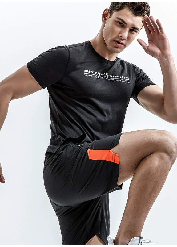 Anta trang web chính thức hàng đầu áo thun nam 2019 mới thoáng khí nhanh chóng khô nhanh tay áo thun thể thao nam - Áo phông thể thao