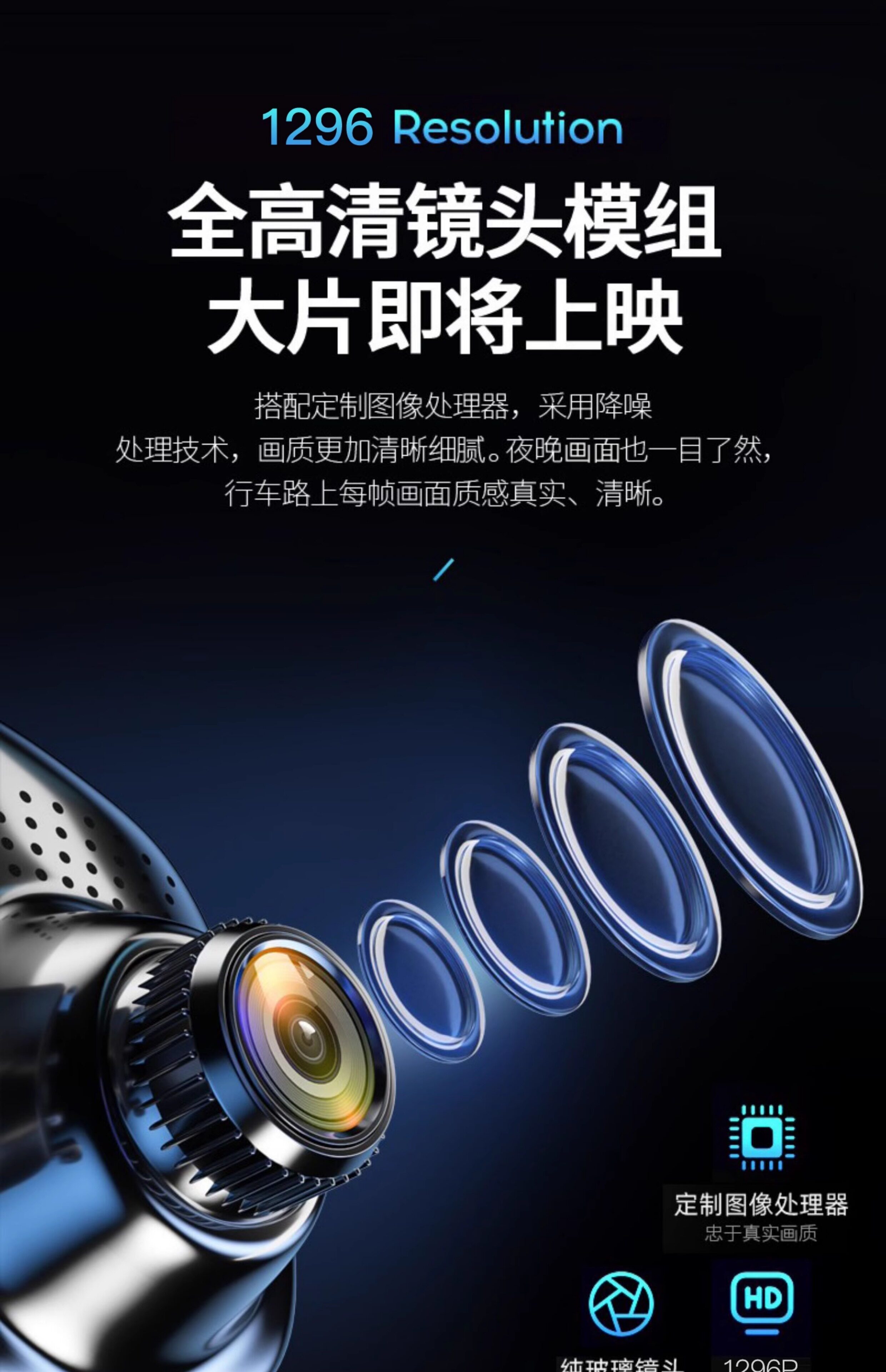 Driving Recorder with Dual Front and Rear Cameras, High Night Vision, Reversing Image, 5 New Features, Wire-Free Parking Monitoring, Intelligent Night Vision