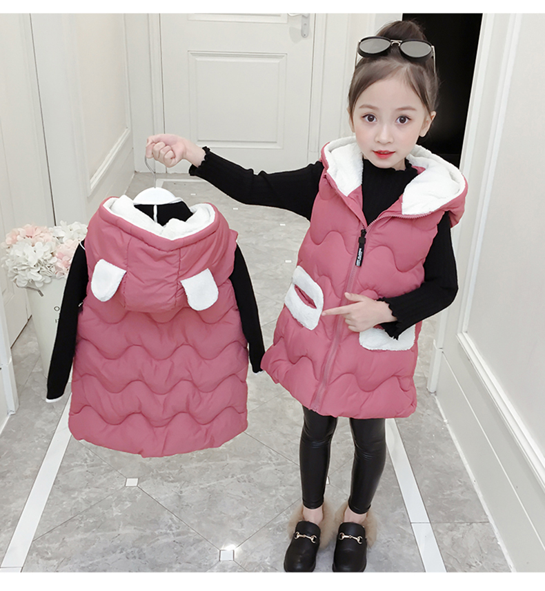 Áo vest nữ mùa thu đông 2018 phiên bản mới của Hàn Quốc cho bé xuống vest cotton trong phần dài bên ngoài mặc vest mùa đông dày áo gile cho bé gái 7 tuổi