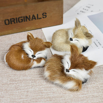 Leather simulation Fox White Fox ornaments animal model plush toy doll dolls for Feng Shui Cai