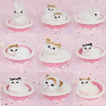 Round frame will be called simulation Cat plush toy simulation dog simulation rabbit basket kitten simulation animal model doll