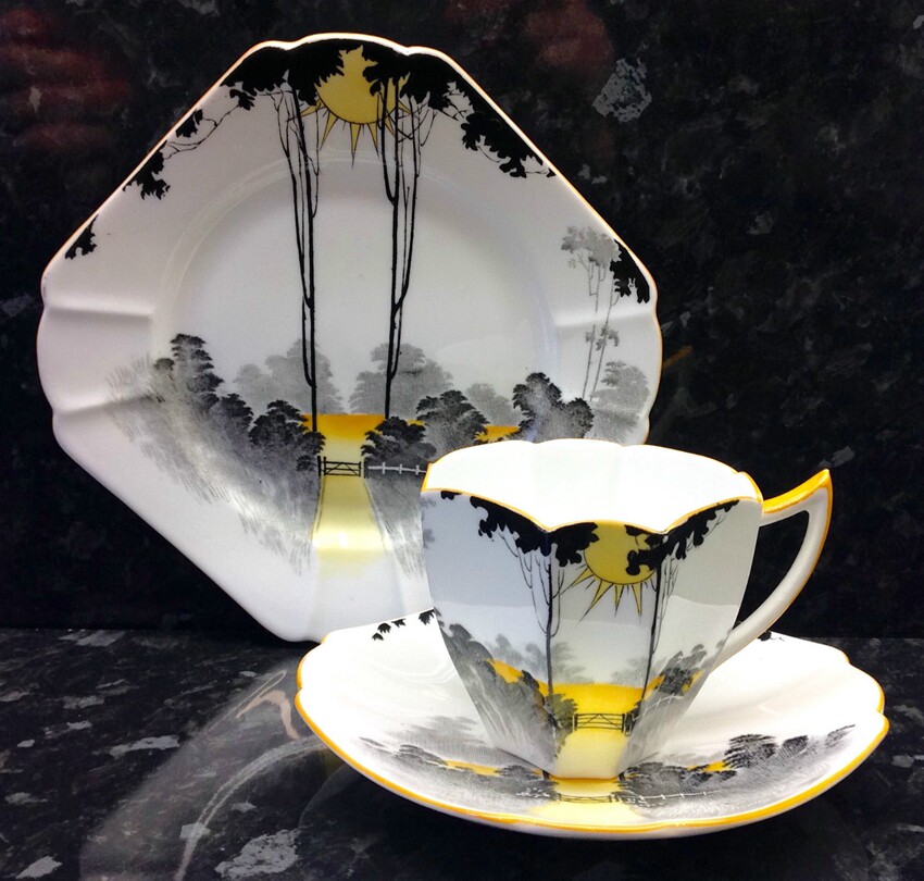 Booking UK Shelley Anne Queen's Aniseed Cup Sunrise Bone Porcelain Coffee Cup Three Sets