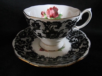 British Royal Albert Blacklace Senorita Coffee Cup Two sets of reservee