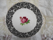 British Royal Albert black lace rare SENORITA large double ear cake tray reservee