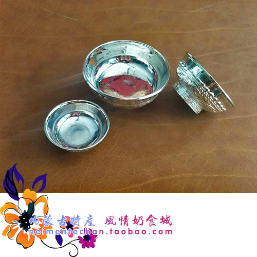 Inner Mongolia characteristic crafts Mongolian wine bowl small medium large pure steel silver-plated wine bowl Small silver bowl can be approved