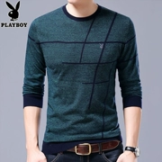 Playboy phần mỏng áo len nam mùa xuân dài tay T-Shirt áo len thanh niên sọc người đàn ông giản dị của áo len triều