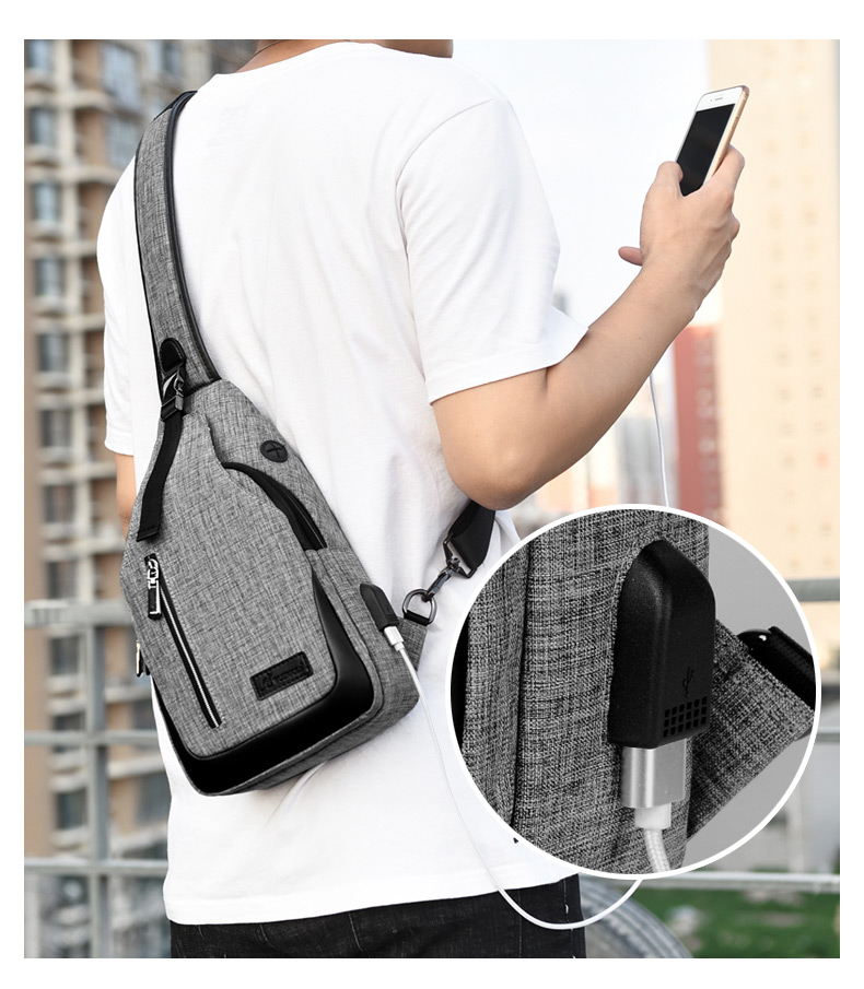 Bin O Kangaroo túi ngực nam xu hướng giản dị Túi Messenger nam ngực nhỏ ba lô vải Hàn Quốc túi đeo vai nam - Túi của con người balo juno