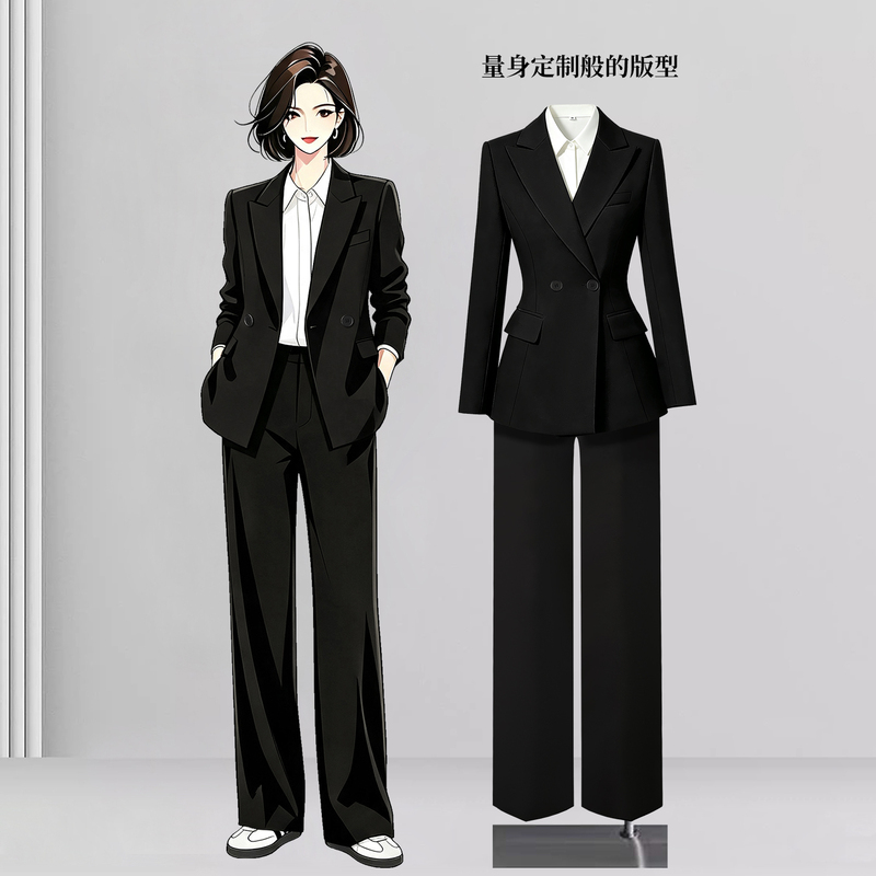 Black Blazer for Women, Spring and Autumn, High-End Professional Attire, College Student Interview Formal Wear, Elegant Workwear Suit Black Blazer for Women, Spring and Autumn, High-End Professional Attire, College Student Interview Formal Wear, Elegant Workwear Suit