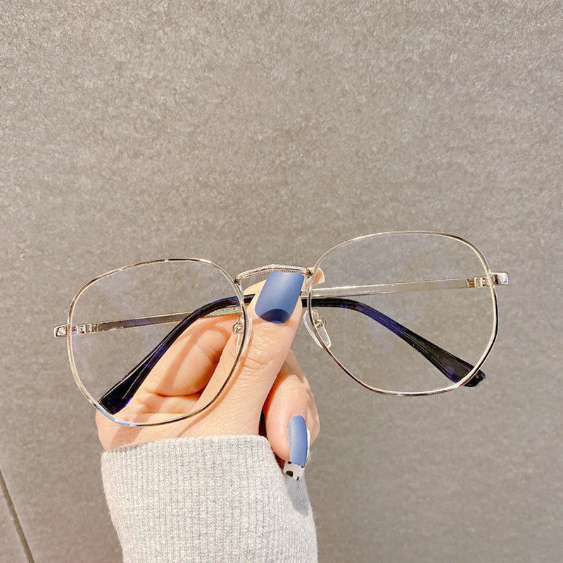 Ultra-light polygonal myopia glasses women's black frame glasses frame men's big face eyes online can be equipped with degree finished products